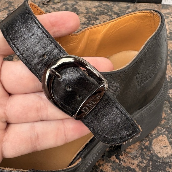 VINTAGE DR MARTENS Black Mary Jane Strap Cross Women's Sz 6 Chunky Platform - Picture 3 of 13